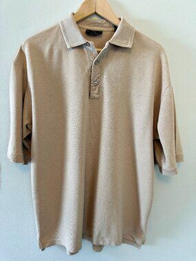 VTG Como Sport Weekender Polo Shirt Mens L Beige Italy 100% Cotton Golf 90s Luxe